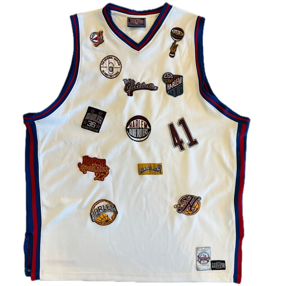 Vintage Harlem Globetrotters Platinum Fubu Sleeveless Basketball Jersey Sz XXL